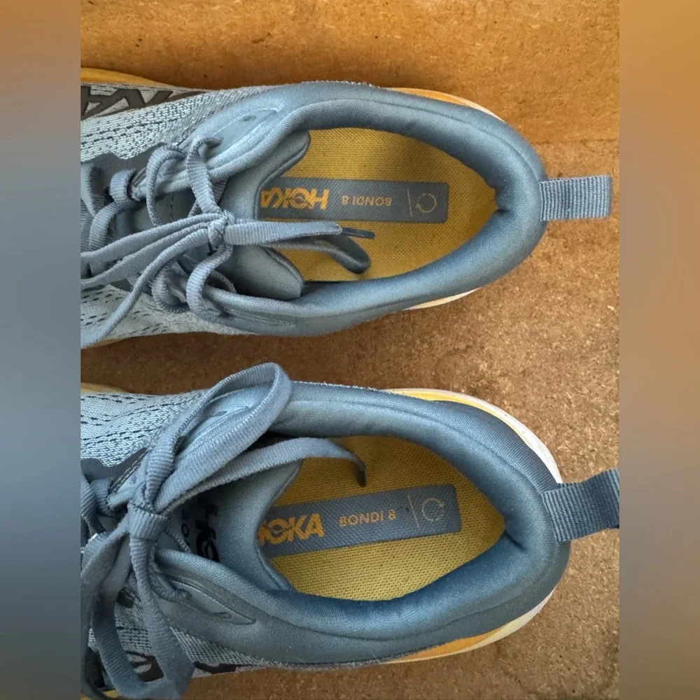 Hoka Bondi 8 wide men's running shoes in  Goblin Blue / Mountain Spring Size 9 - Picture 5 of 7